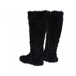Black Xiangao Lamb Fur Leather Boots