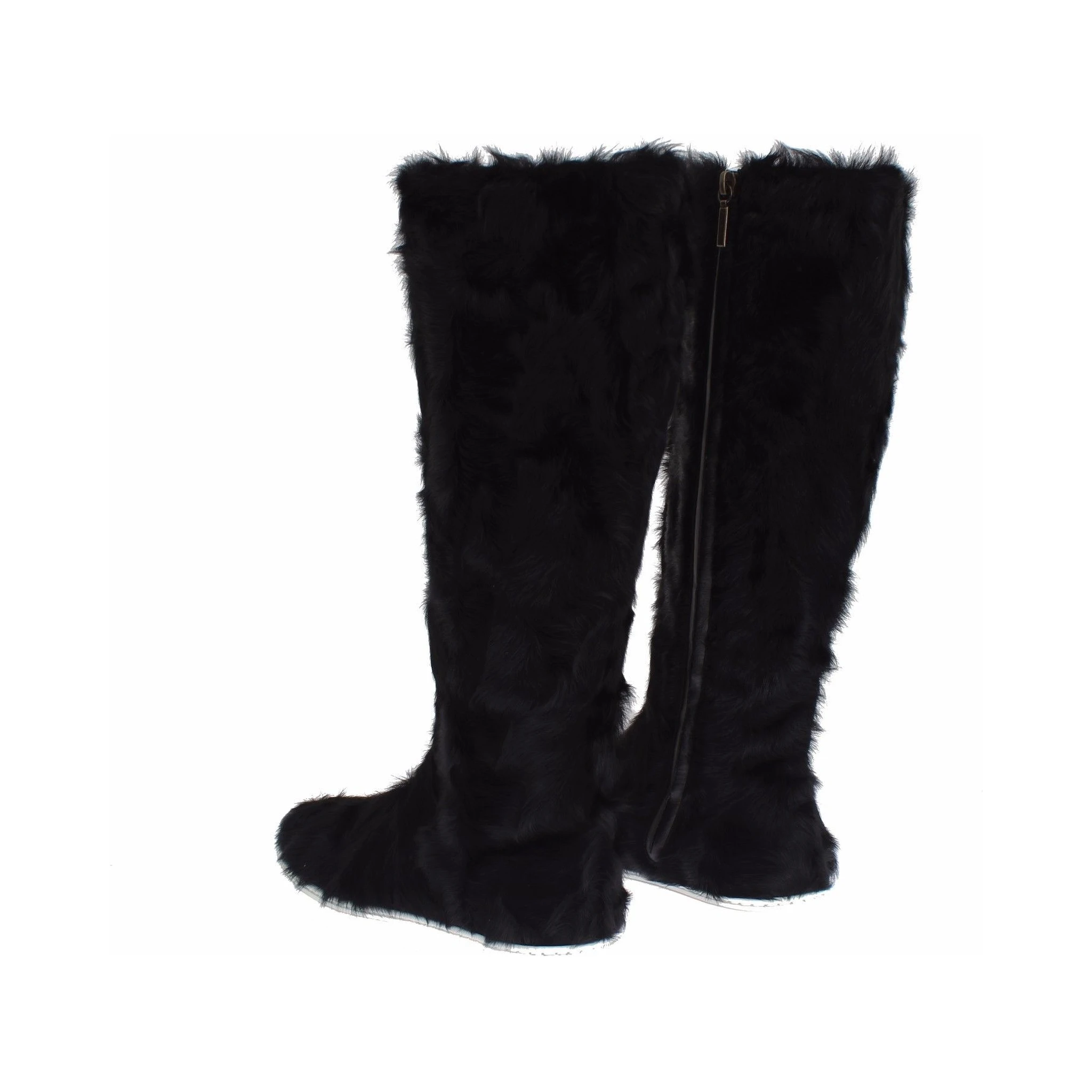 Black Xiangao Lamb Fur Leather Boots