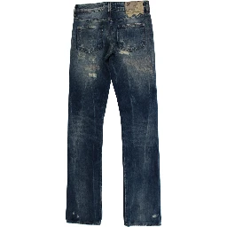 Blue Wash Torn Cotton Straight Fit Jeans