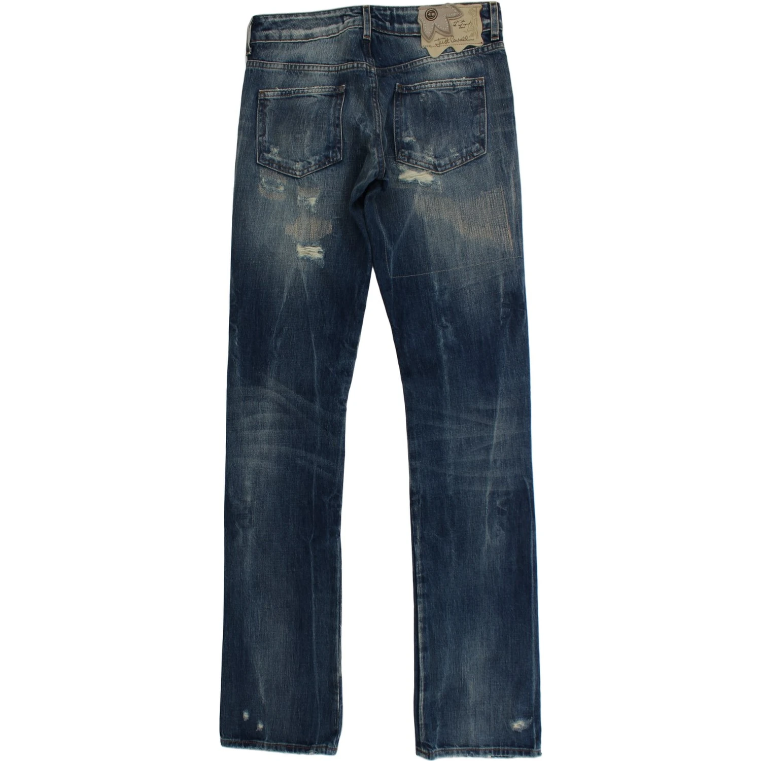 Blue Wash Torn Cotton Straight Fit Jeans