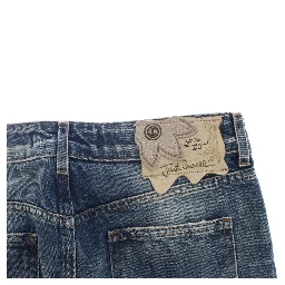 Blue Wash Torn Cotton Straight Fit Jeans