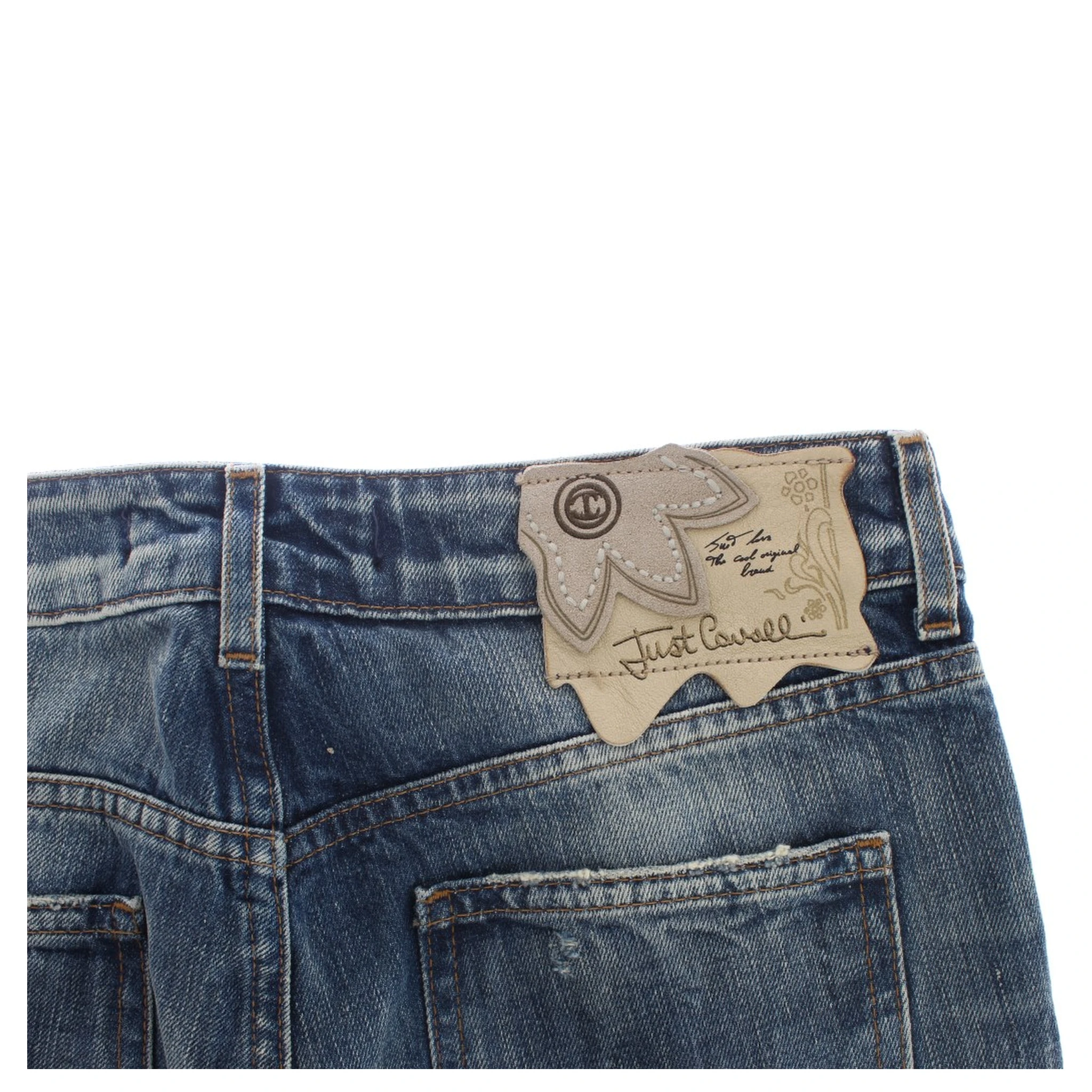 Blue Wash Torn Cotton Straight Fit Jeans