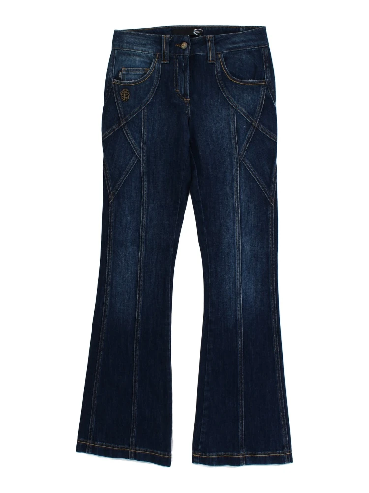 Blue Cotton Stretch Low Waist Jeans