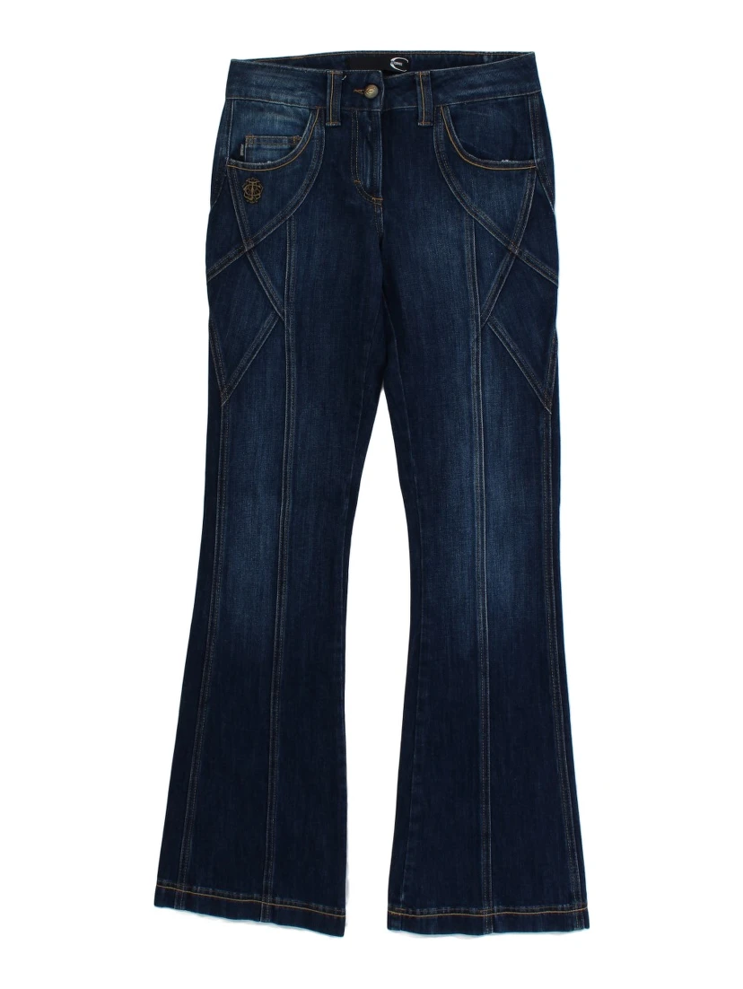 Blue Cotton Stretch Low Waist Jeans