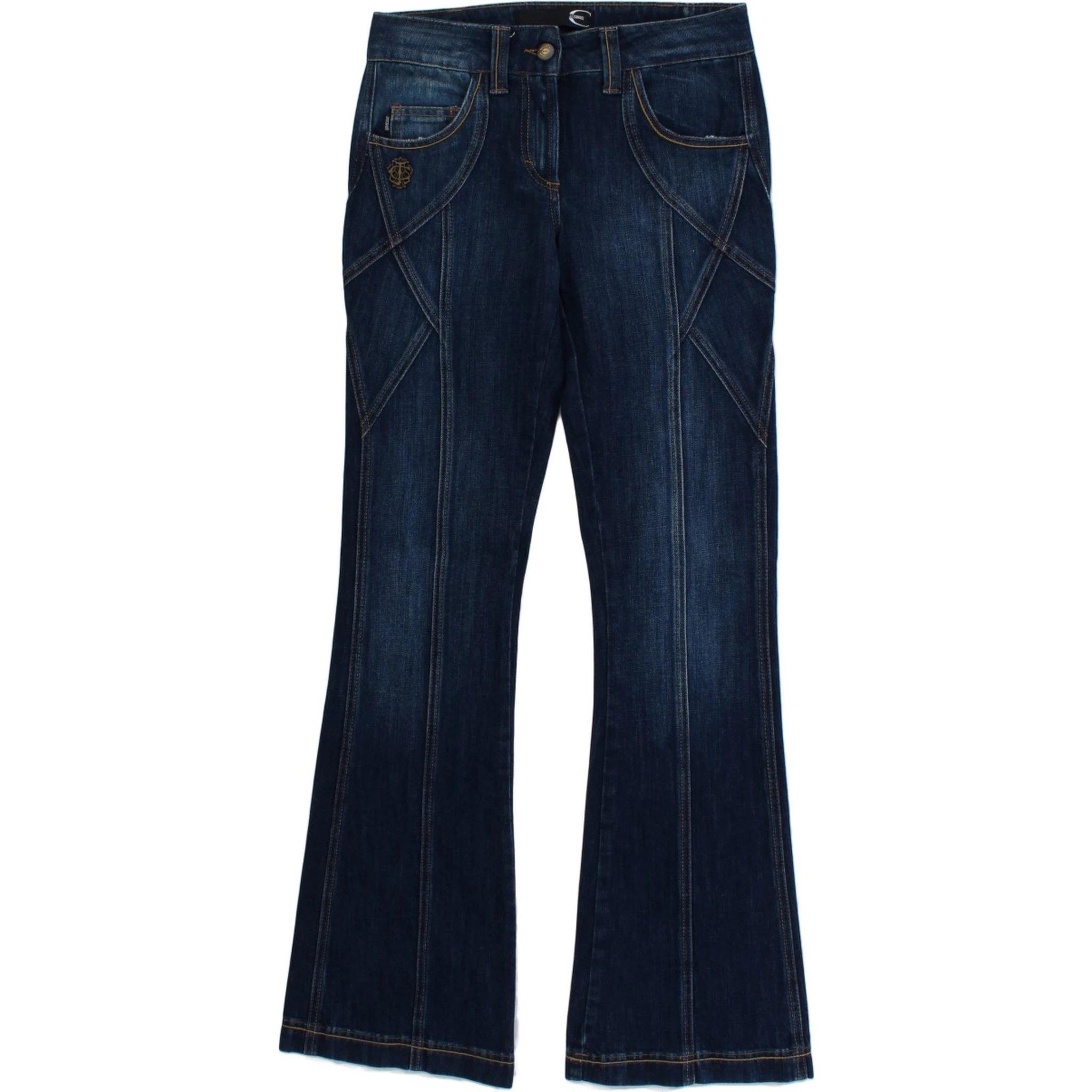 Blue Cotton Stretch Low Waist Jeans
