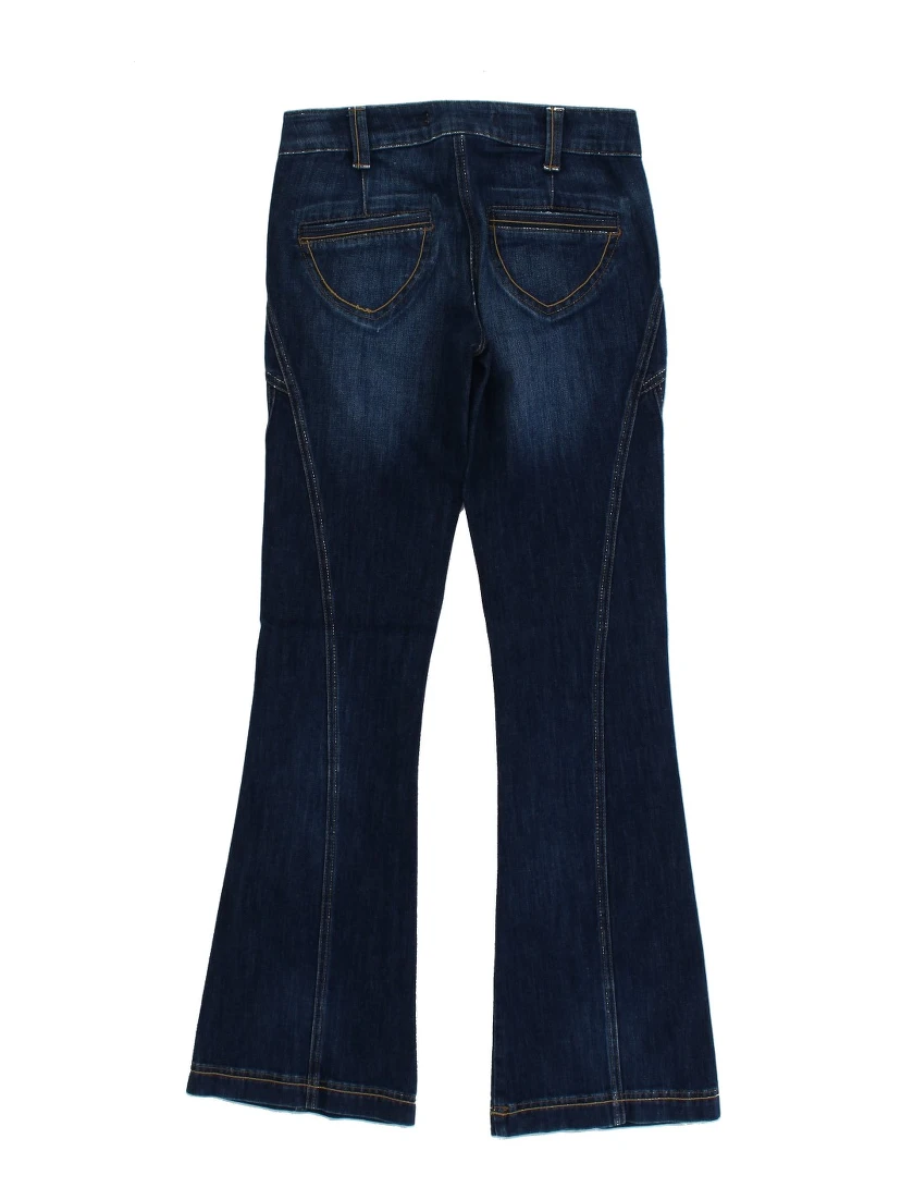Blue Cotton Stretch Low Waist Jeans