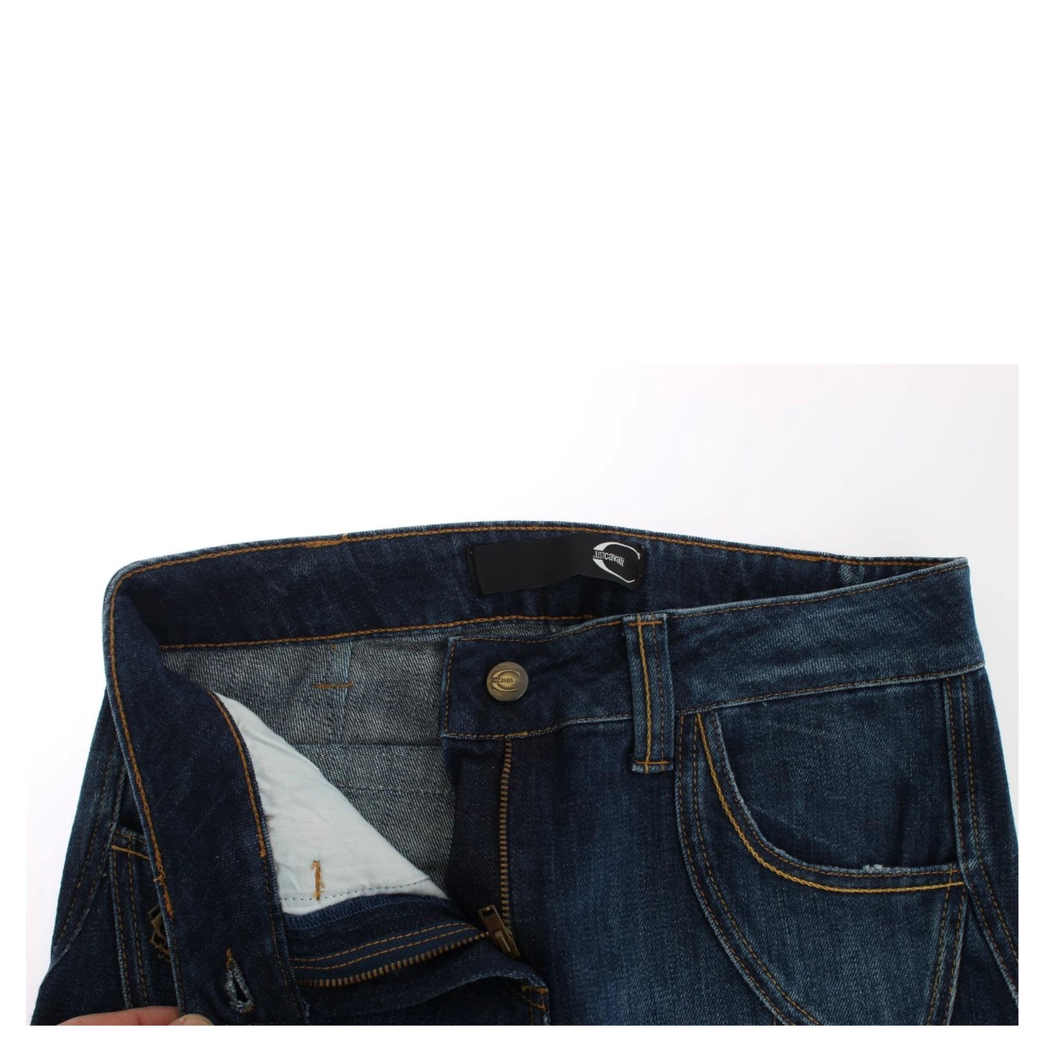 Blue Cotton Stretch Low Waist Jeans