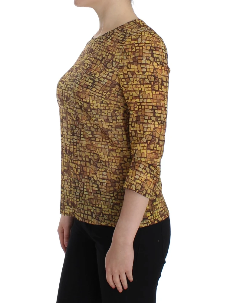 Multicolor Mosaic Print Silk Blouse T-shirt alternative
