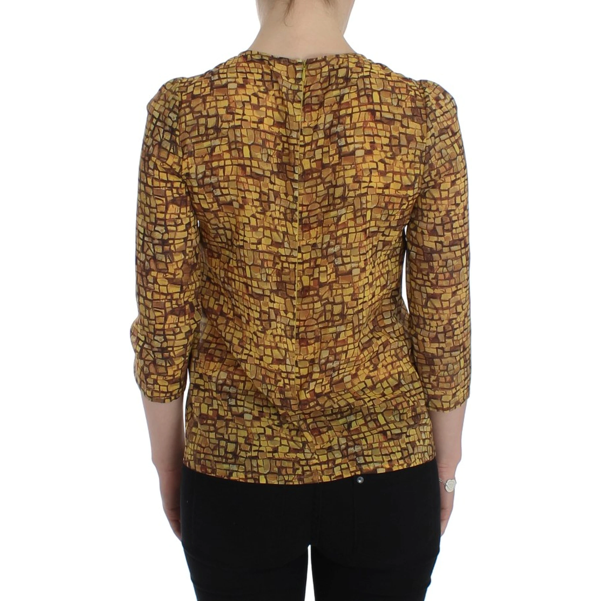 Multicolor Mosaic Print Silk Blouse T-shirt