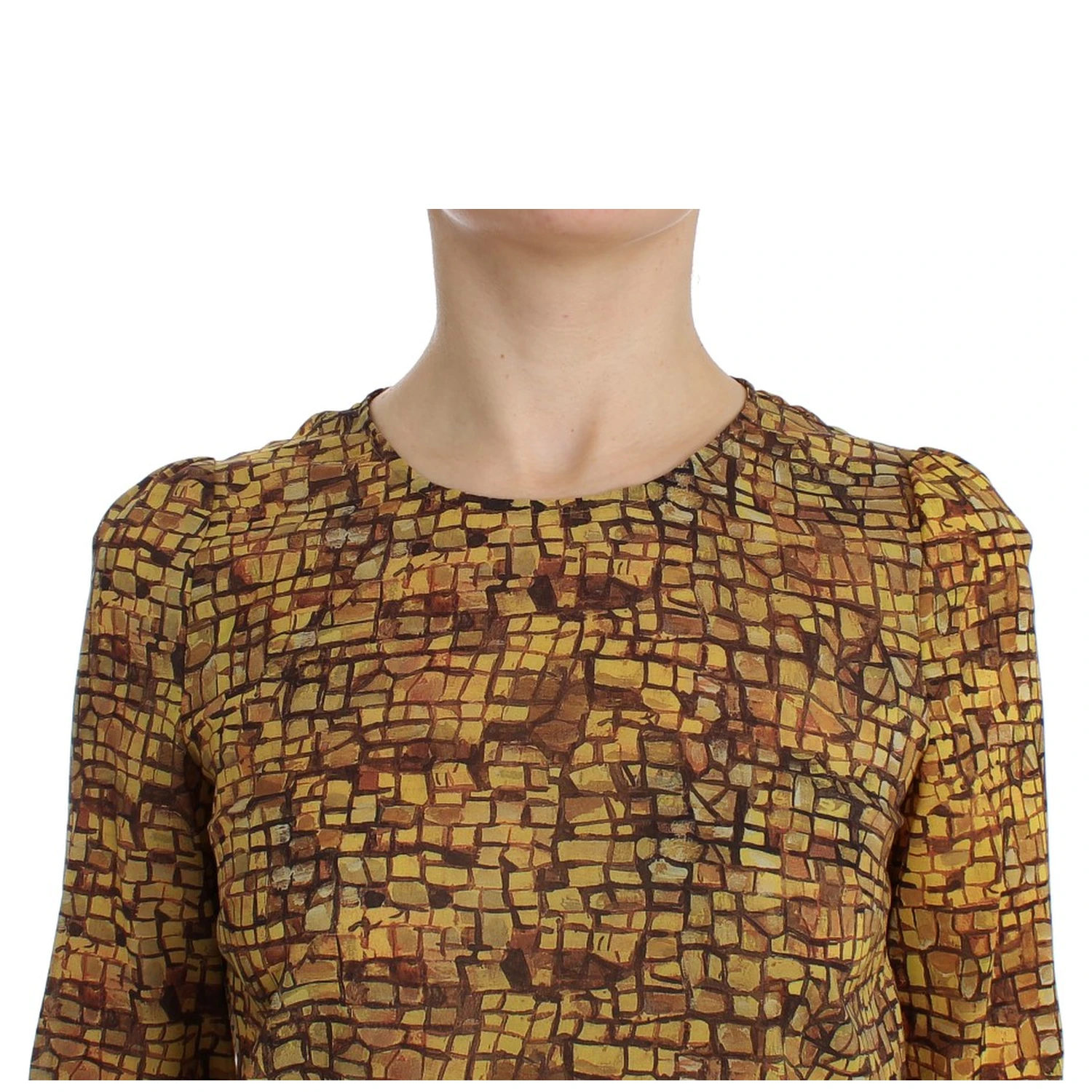 Multicolor Mosaic Print Silk Blouse T-shirt