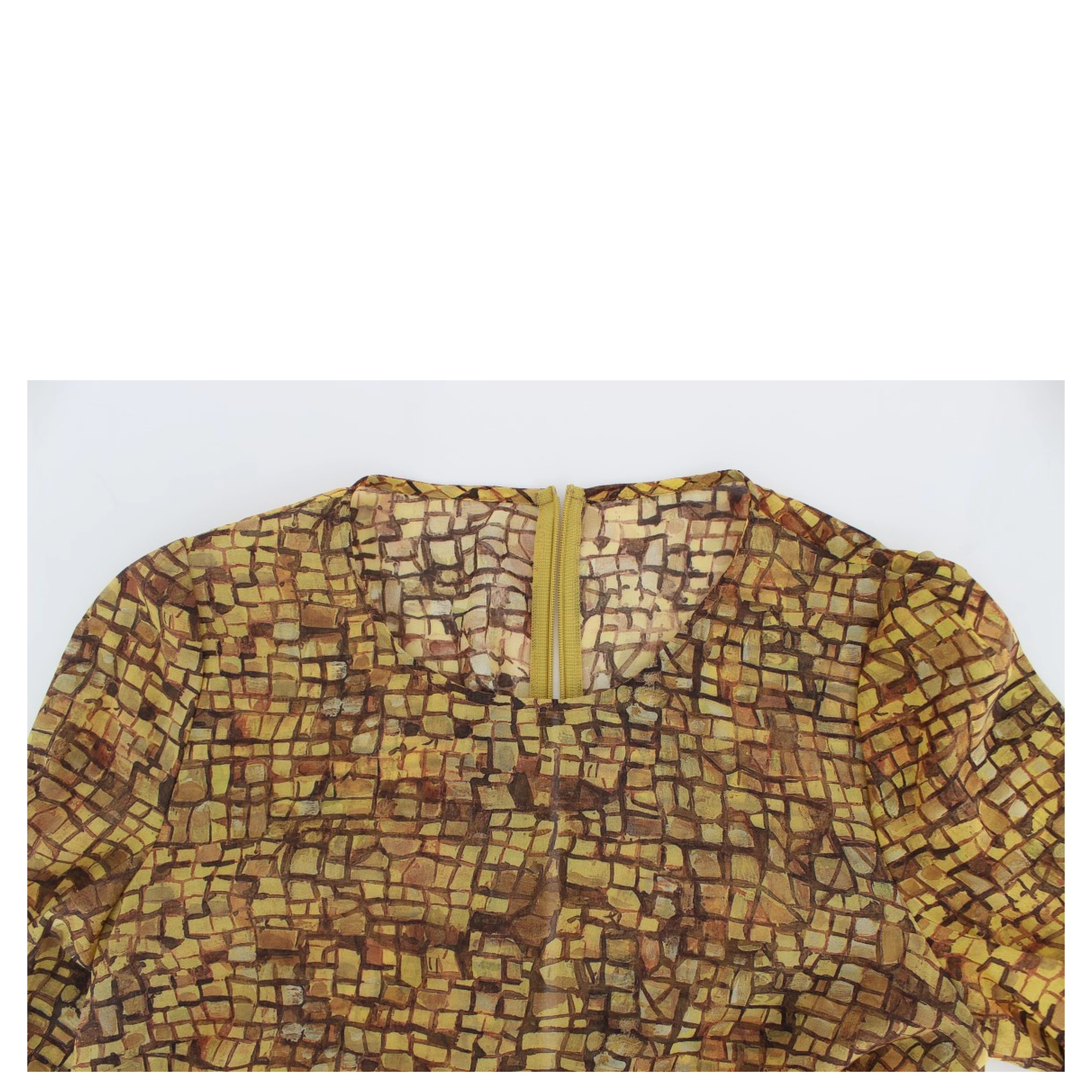 Multicolor Mosaic Print Silk Blouse T-shirt