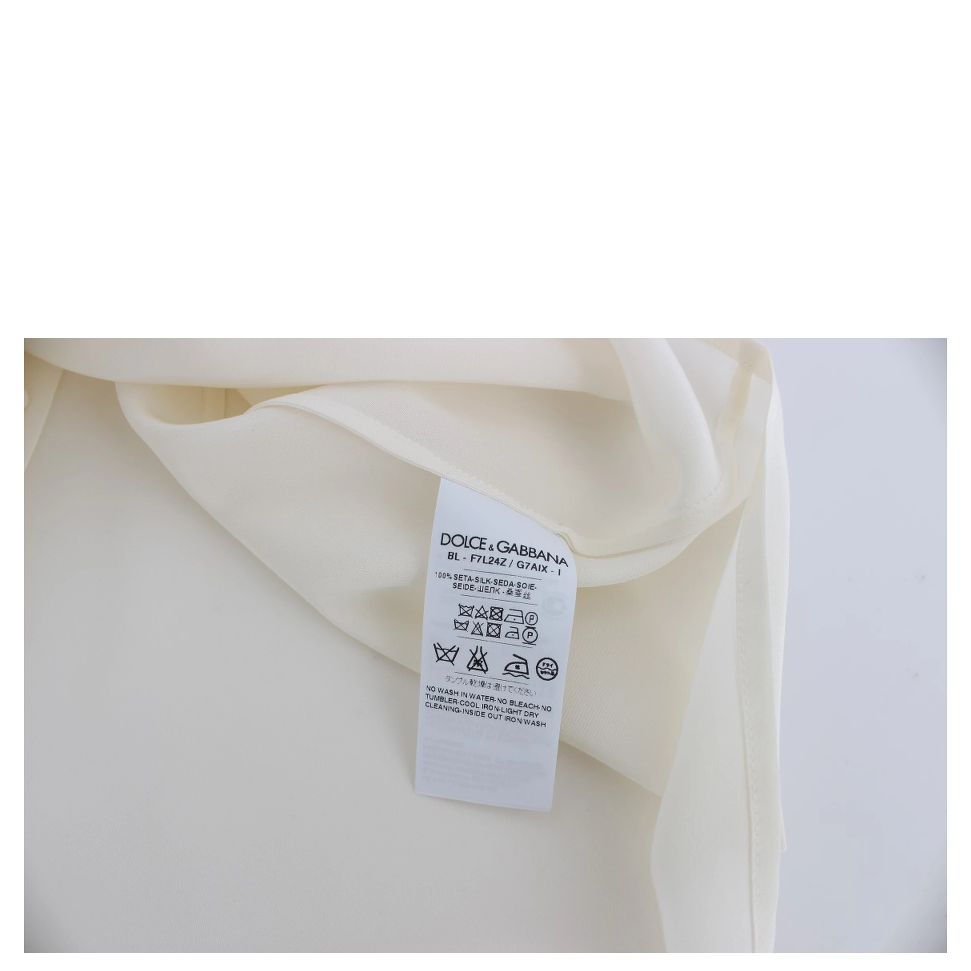 White Sequined Key Silk Blouse T-shirt Top