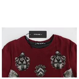 Red Knight Print Silk Blouse T-shirt