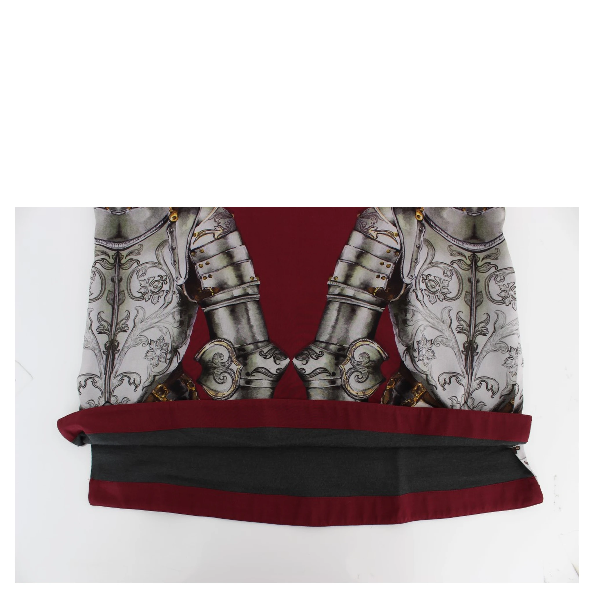 Red Knight Print Silk Blouse T-shirt