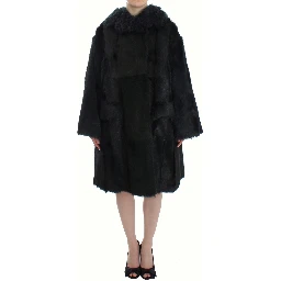 Black Goat Fur Shearling Long Jacket Coat