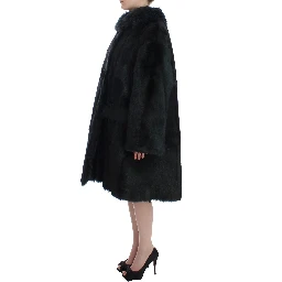 Black Goat Fur Shearling Long Jacket Coat