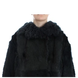 Black Goat Fur Shearling Long Jacket Coat