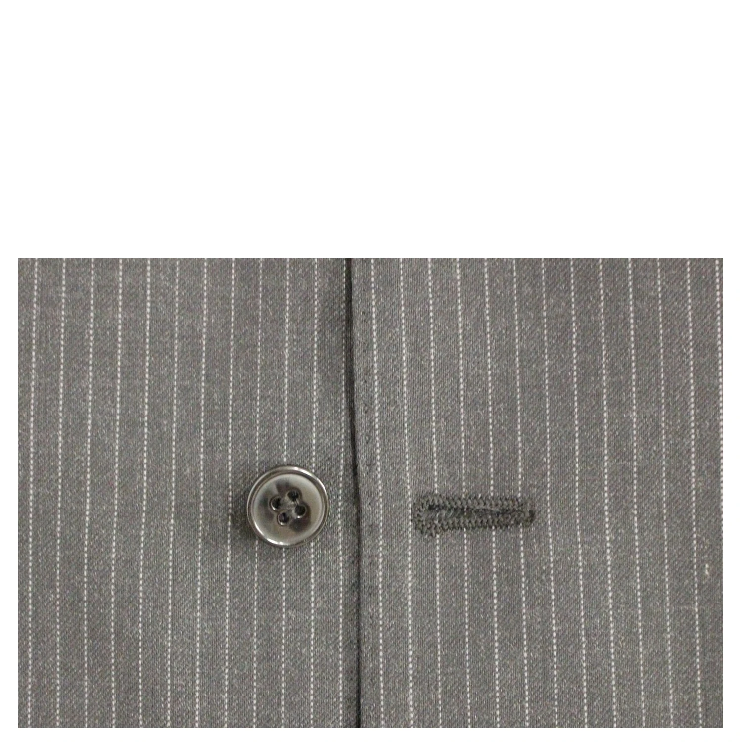 Gray Striped Wool Single Breasted Vest