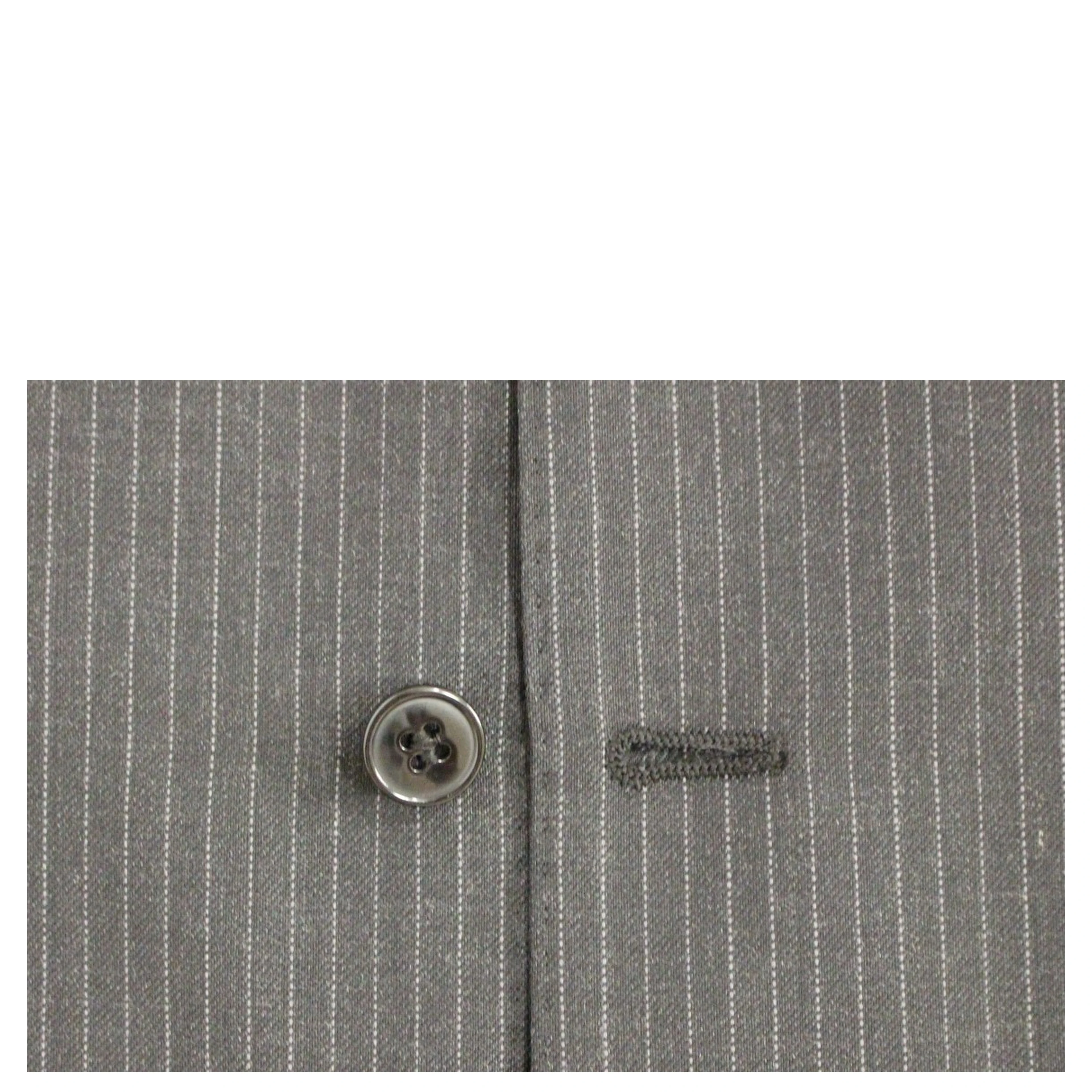 Gray Striped Wool Single Breasted Vest