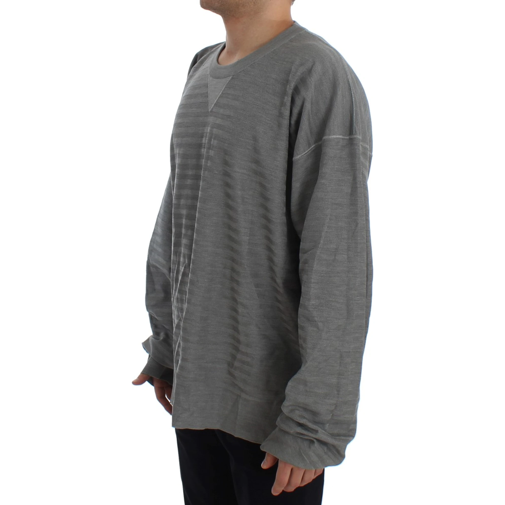Gray Crewneck Pullover Silk Sweater