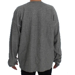 Gray Crewneck Pullover Silk Sweater