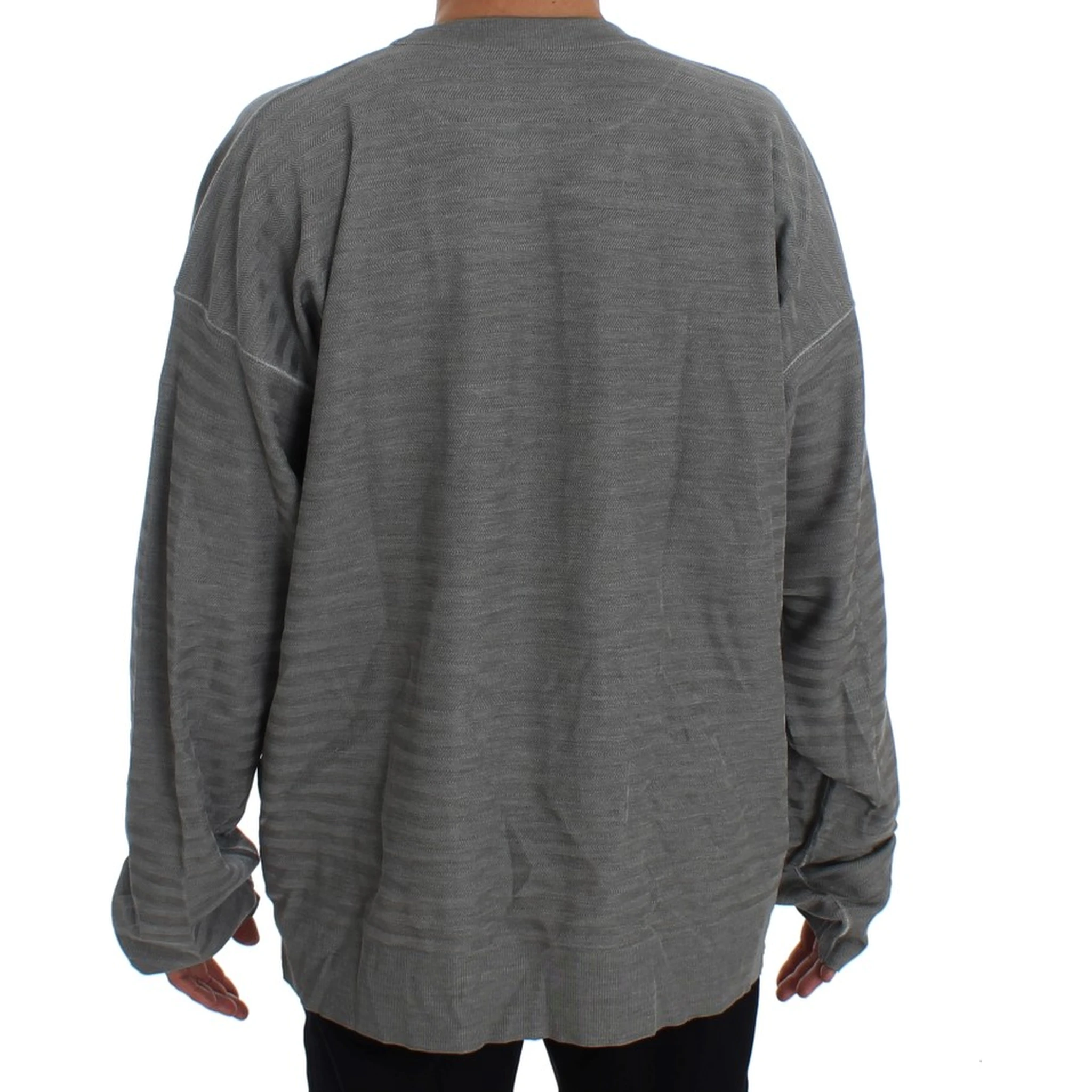 Gray Crewneck Pullover Silk Sweater