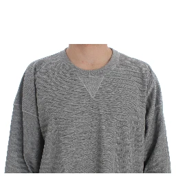 Gray Crewneck Pullover Silk Sweater