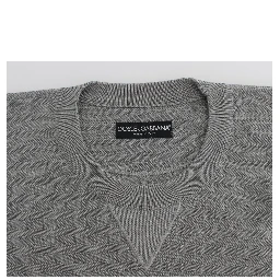Gray Crewneck Pullover Silk Sweater