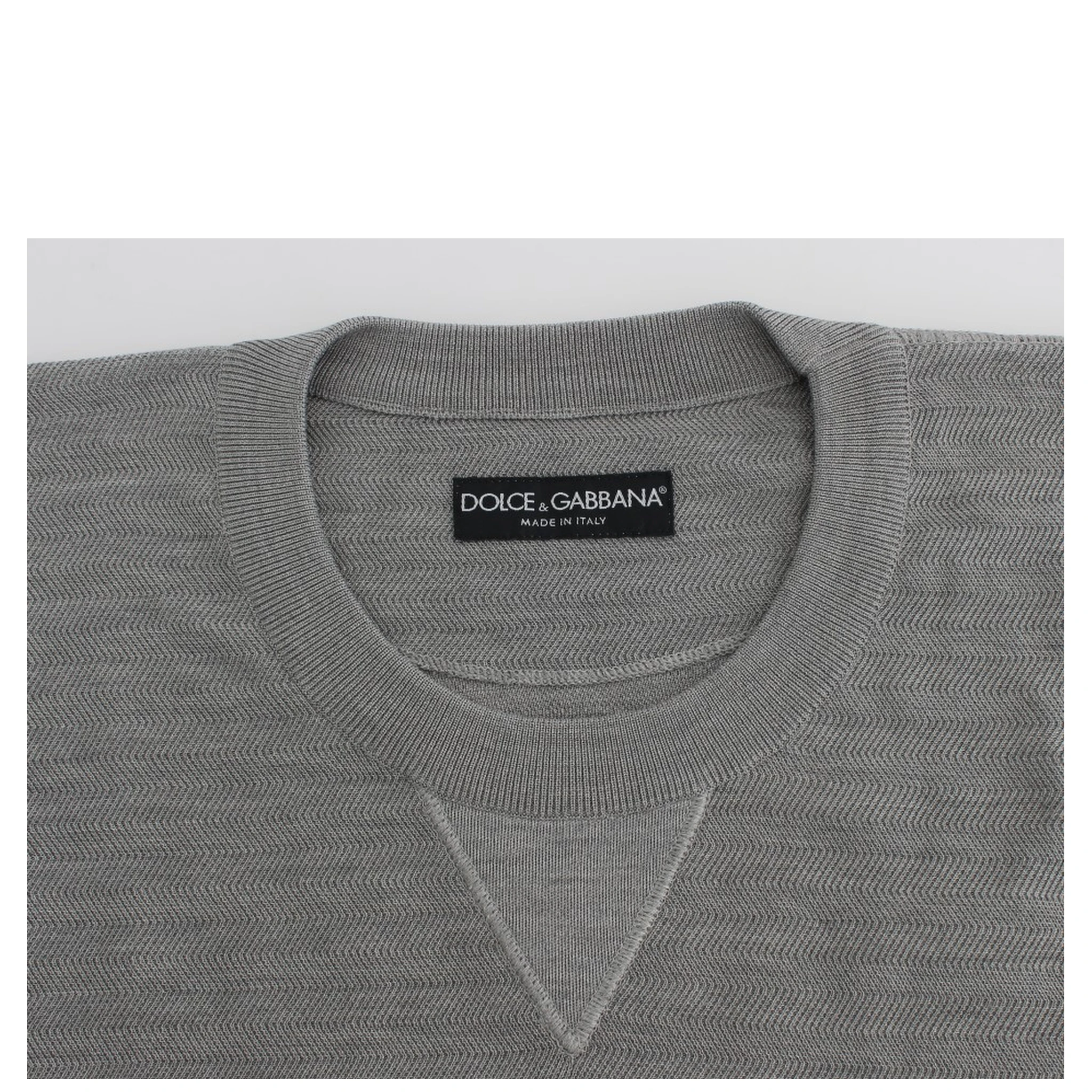 Gray Crewneck Pullover Silk Sweater