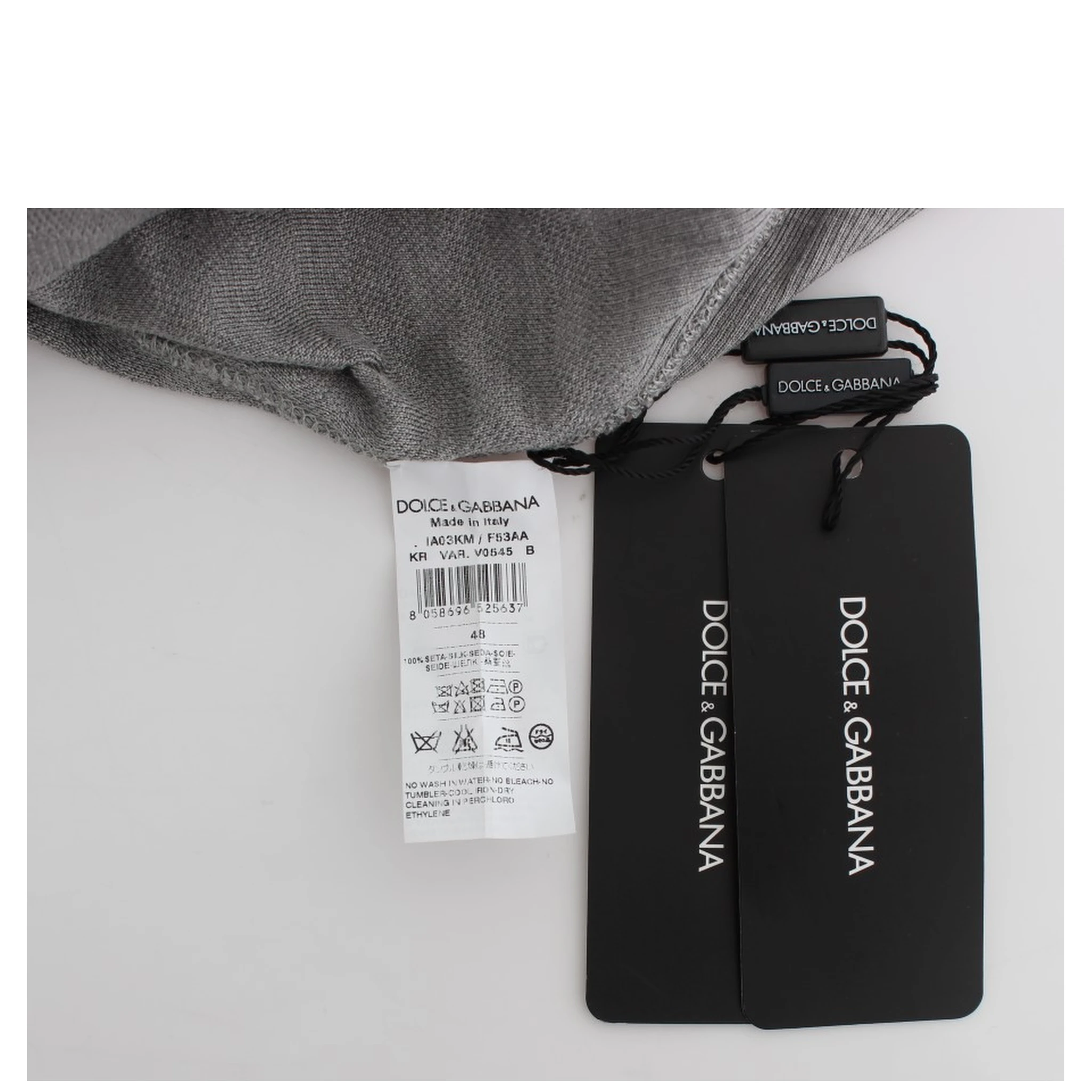 Gray Crewneck Pullover Silk Sweater