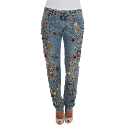 Crystal Roses Heart Embellished Jeans
