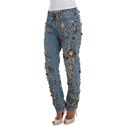 Crystal Roses Heart Embellished Jeans