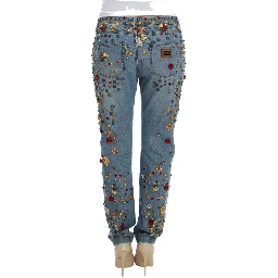 Crystal Roses Heart Embellished Jeans