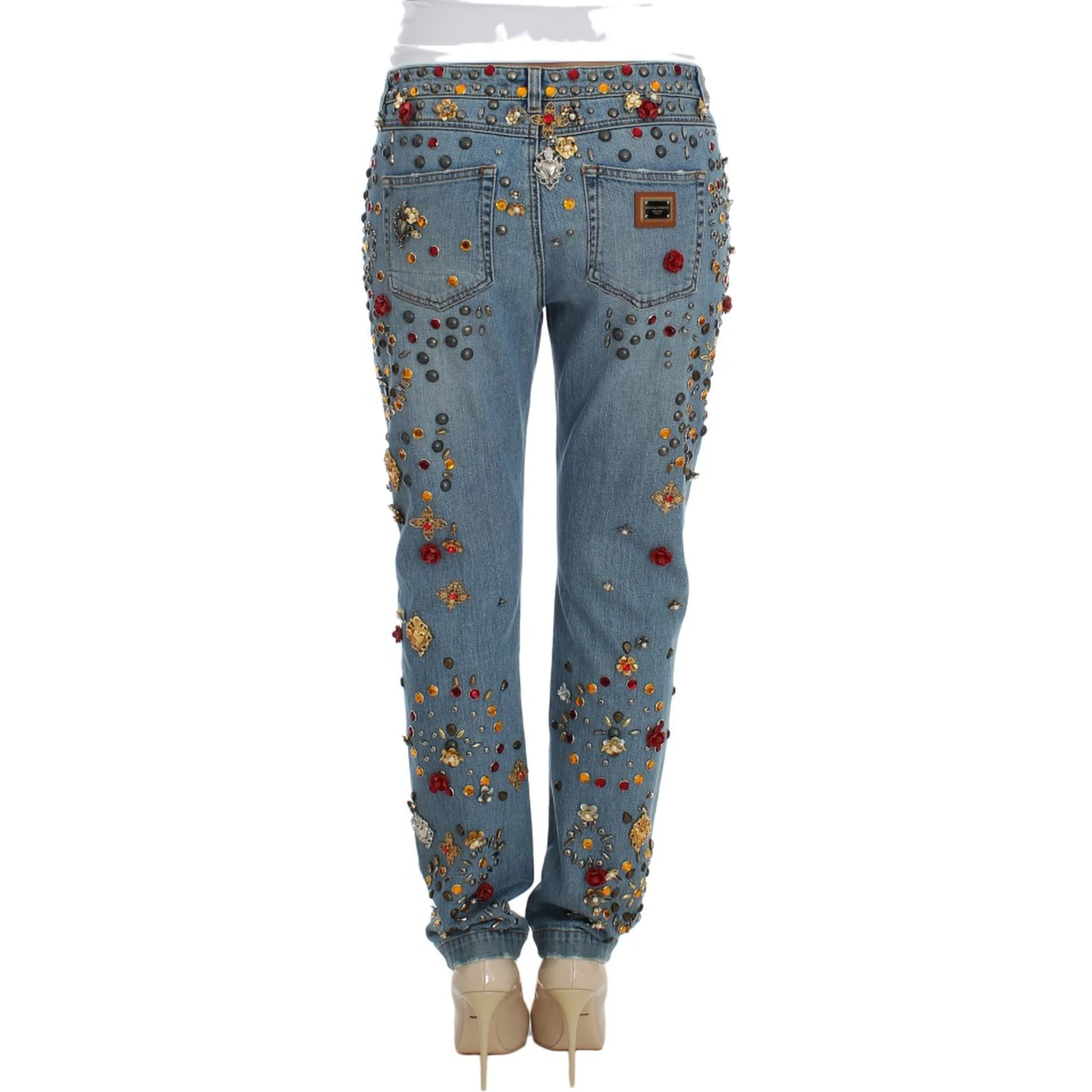 Crystal Roses Heart Embellished Jeans