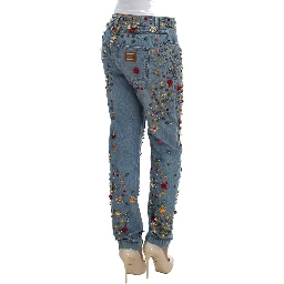 Crystal Roses Heart Embellished Jeans
