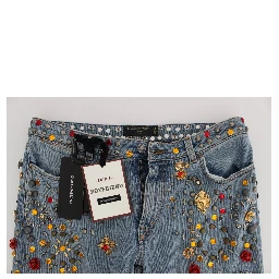 Crystal Roses Heart Embellished Jeans