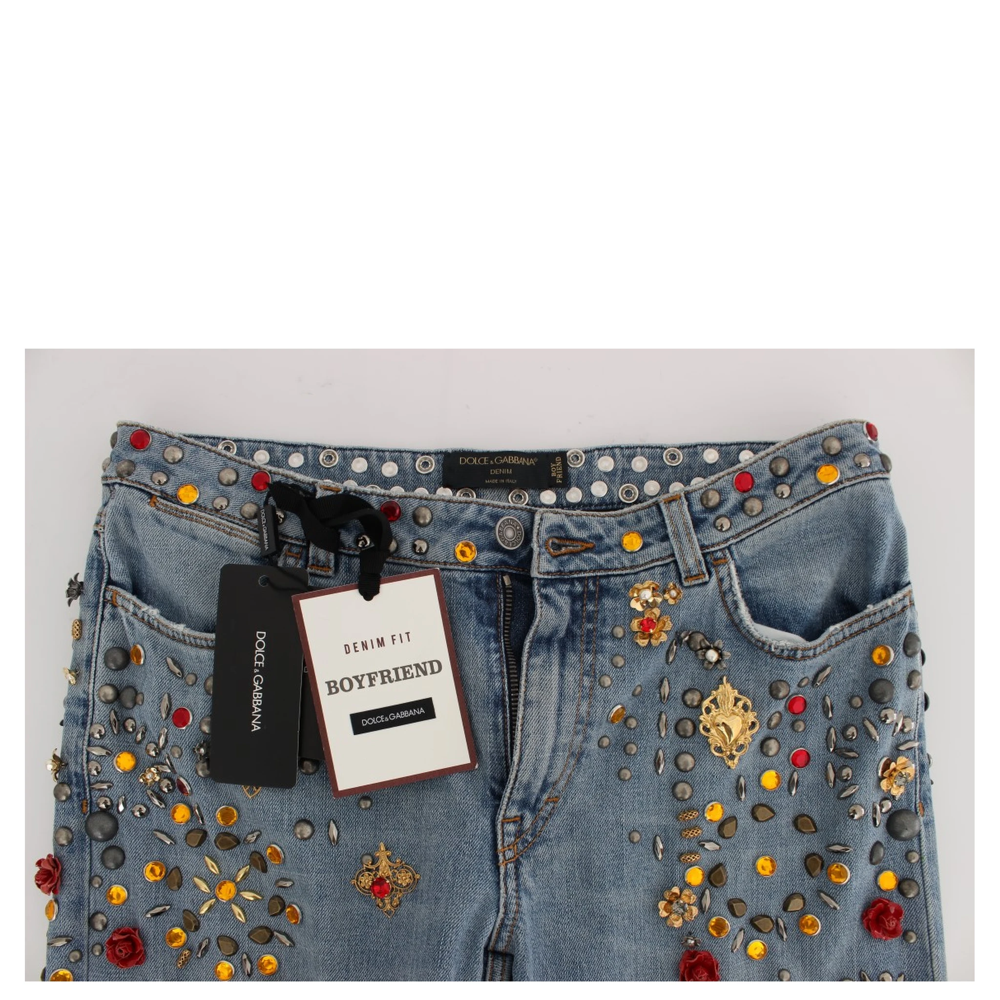 Crystal Roses Heart Embellished Jeans
