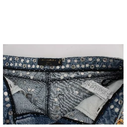 Crystal Roses Heart Embellished Jeans