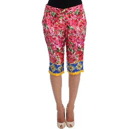 Multicolor Floral Knee Capris Shorts Pants