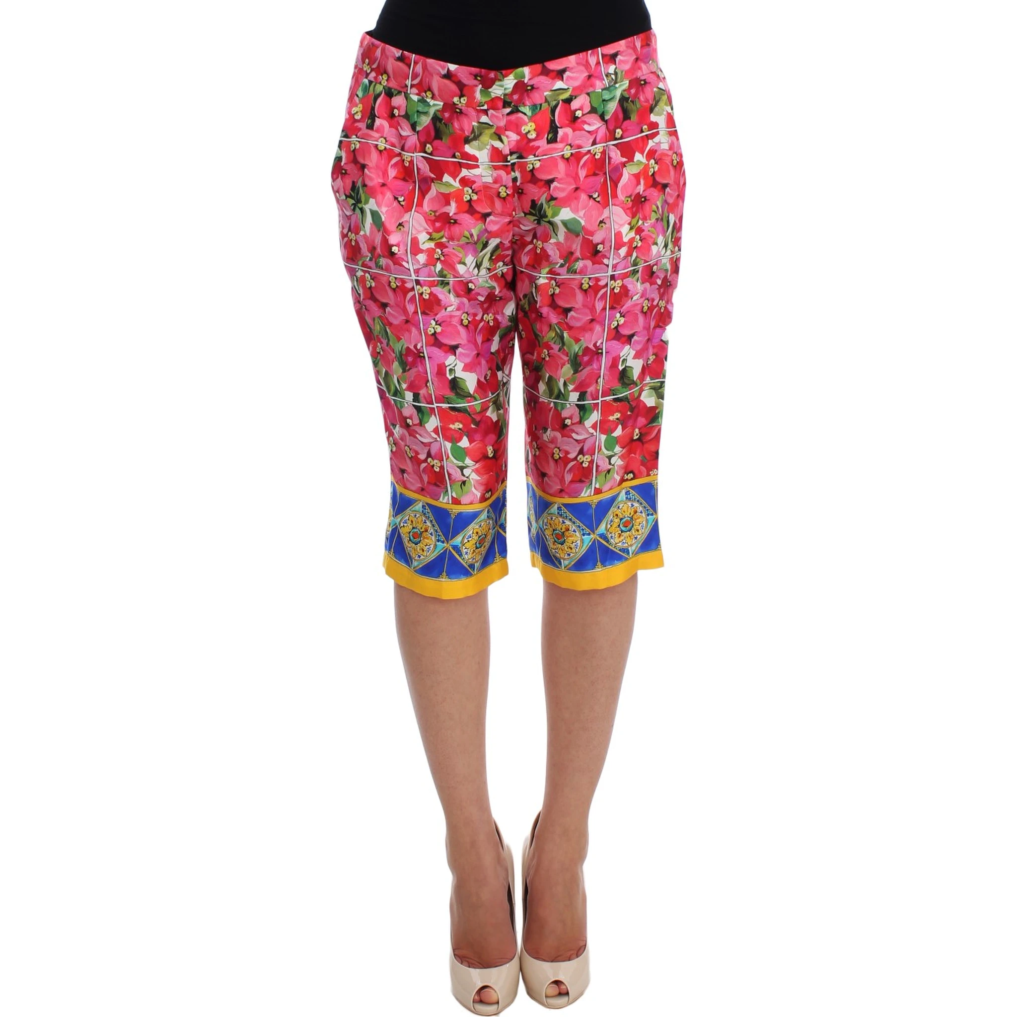 Multicolor Floral Knee Capris Shorts Pants