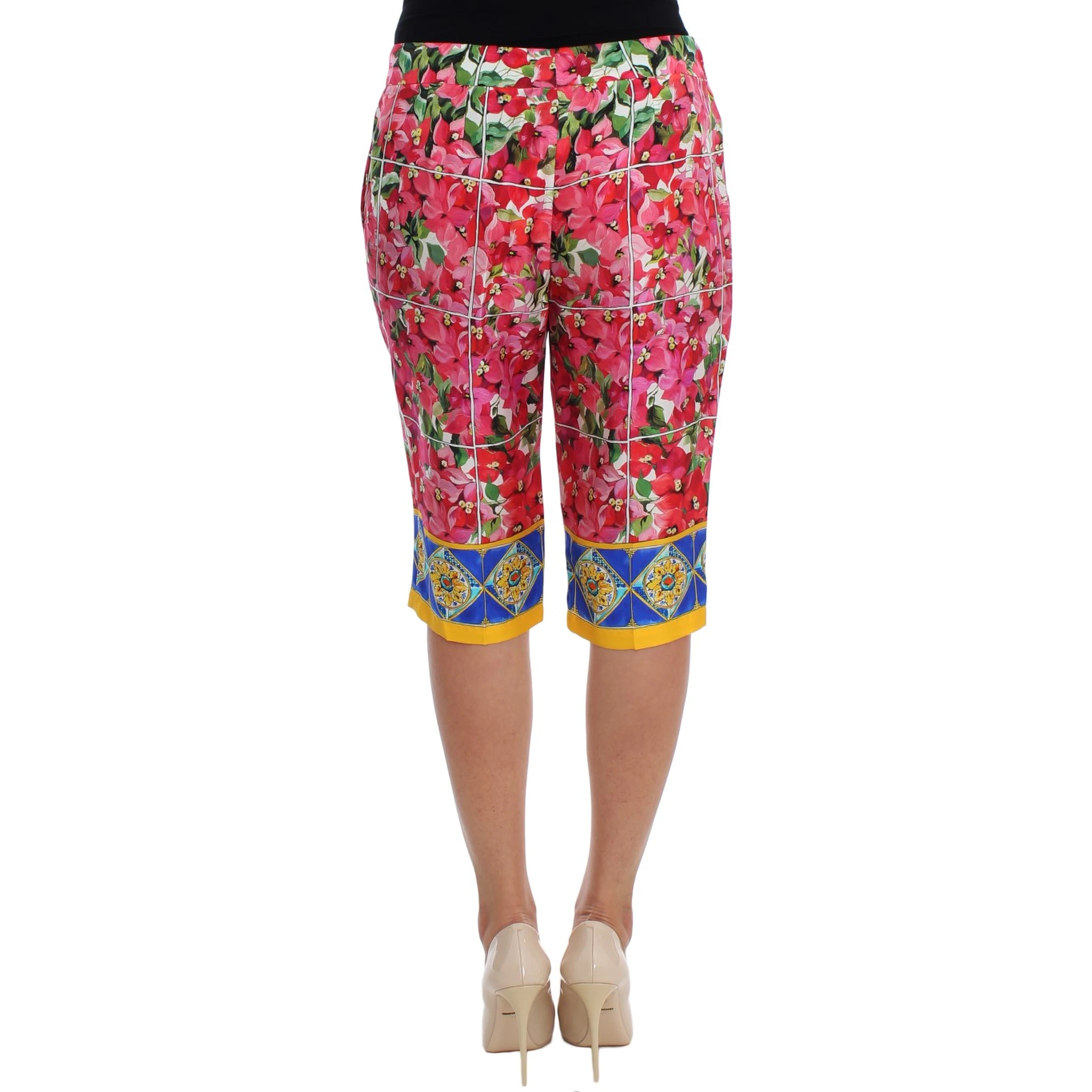 Multicolor Floral Knee Capris Shorts Pants