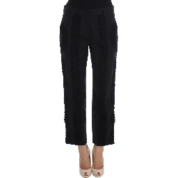Black Cotton Stretch Torero Capris Pants