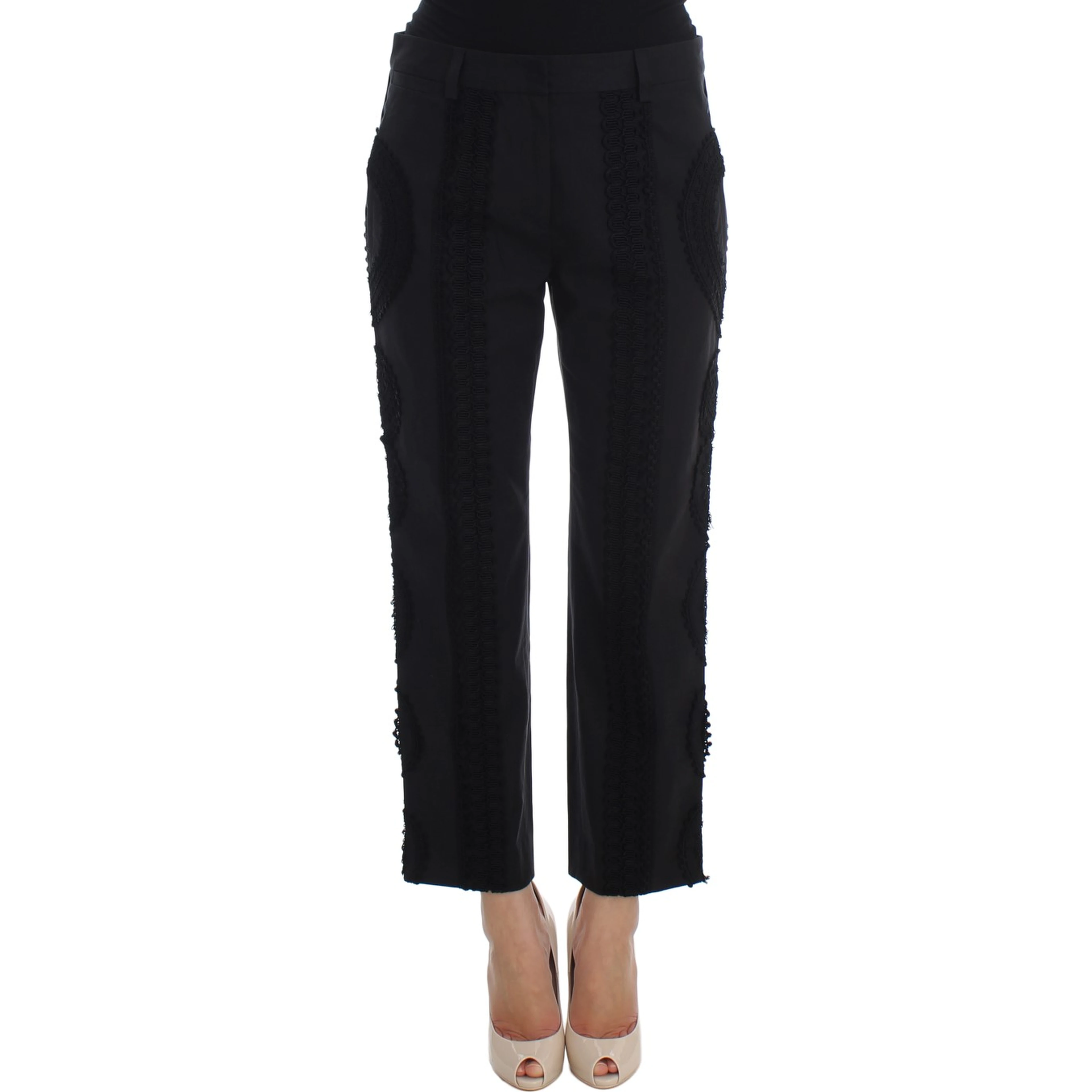 Black Cotton Stretch Torero Capris Pants