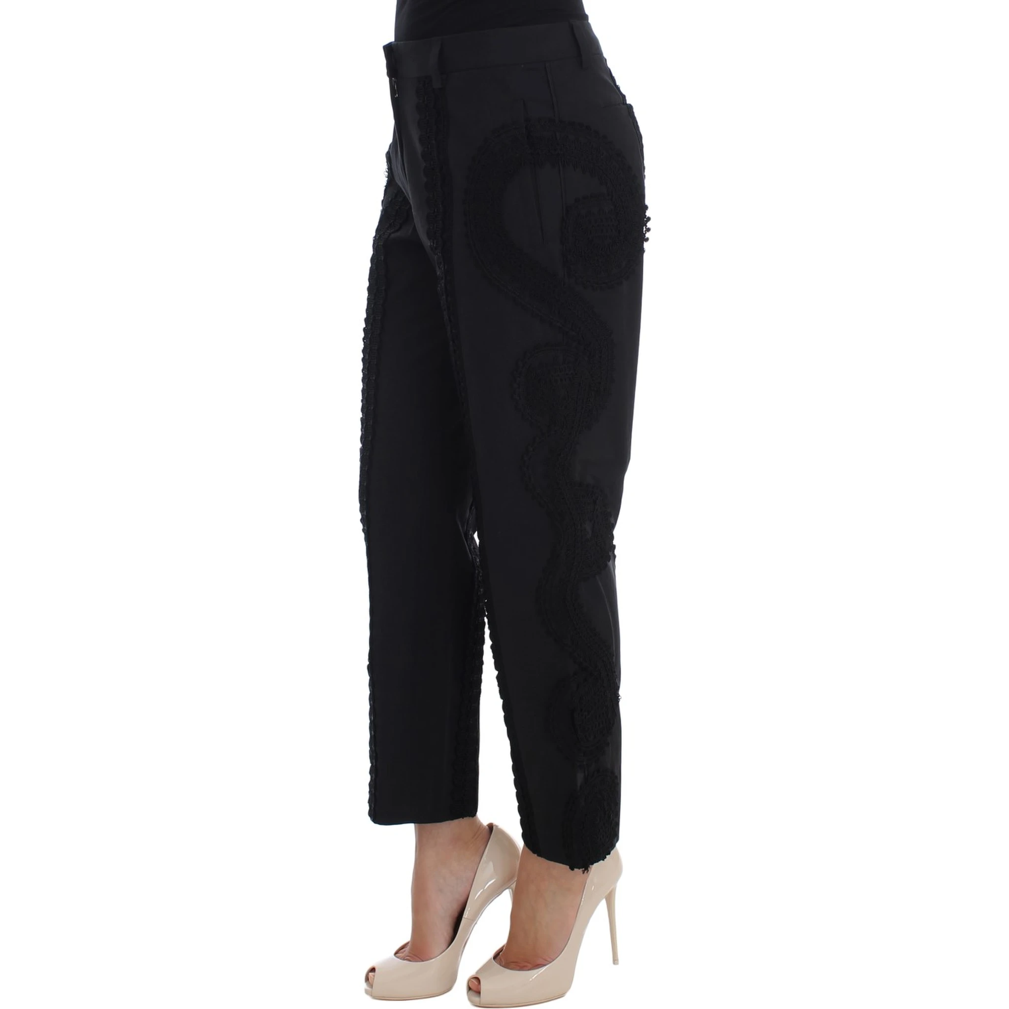 Black Cotton Stretch Torero Capris Pants