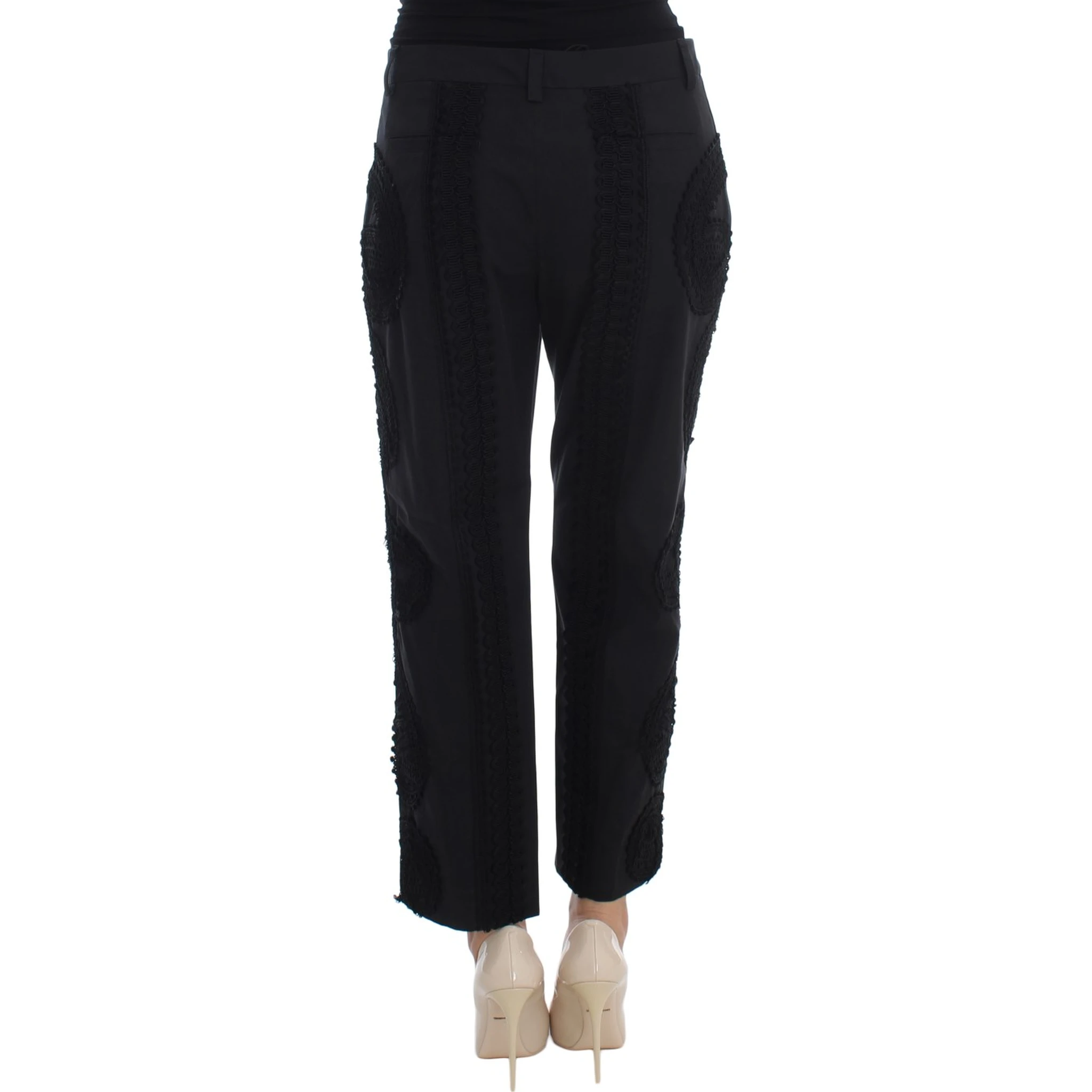 Black Cotton Stretch Torero Capris Pants