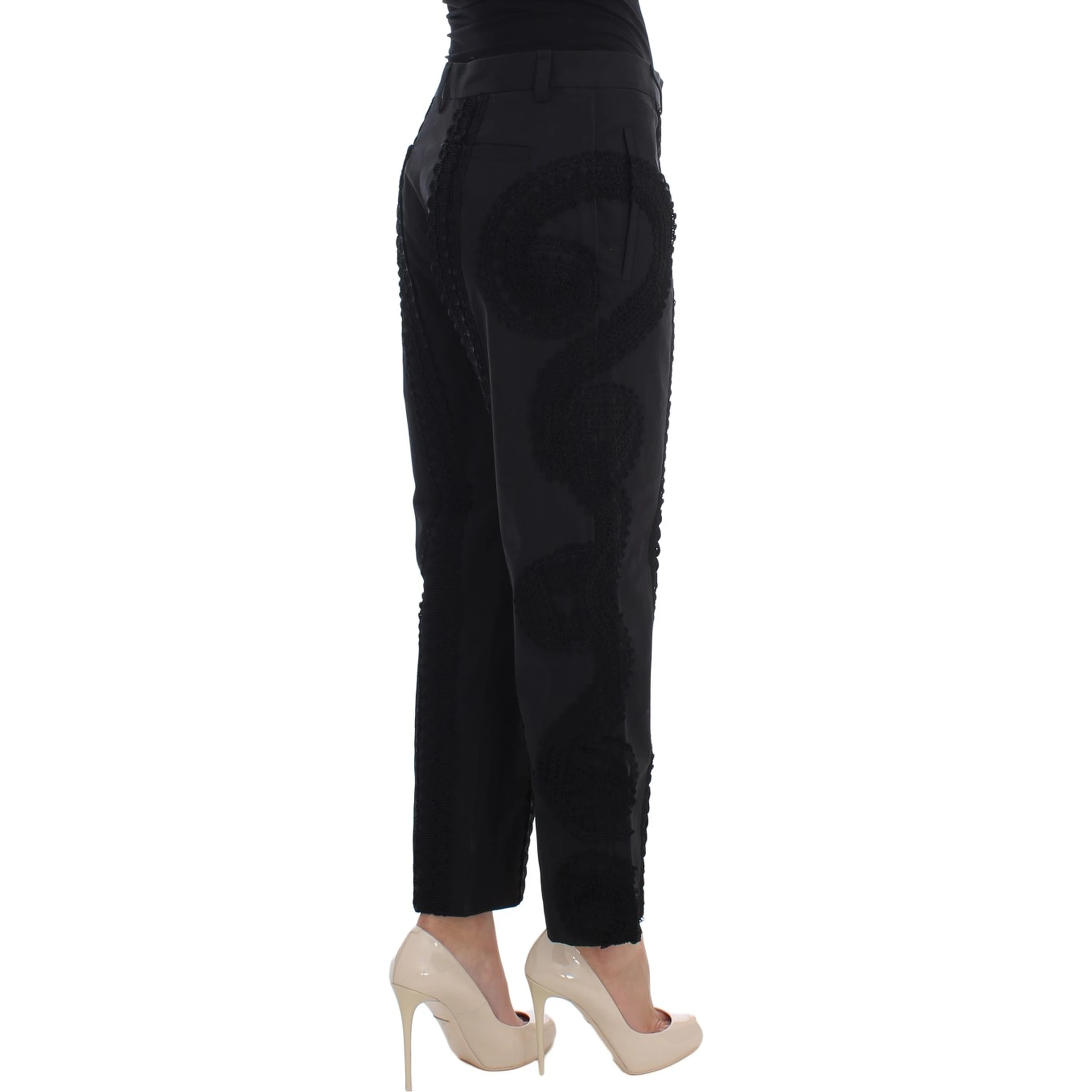 Black Cotton Stretch Torero Capris Pants