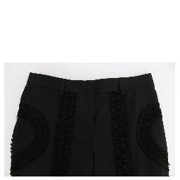 Black Cotton Stretch Torero Capris Pants