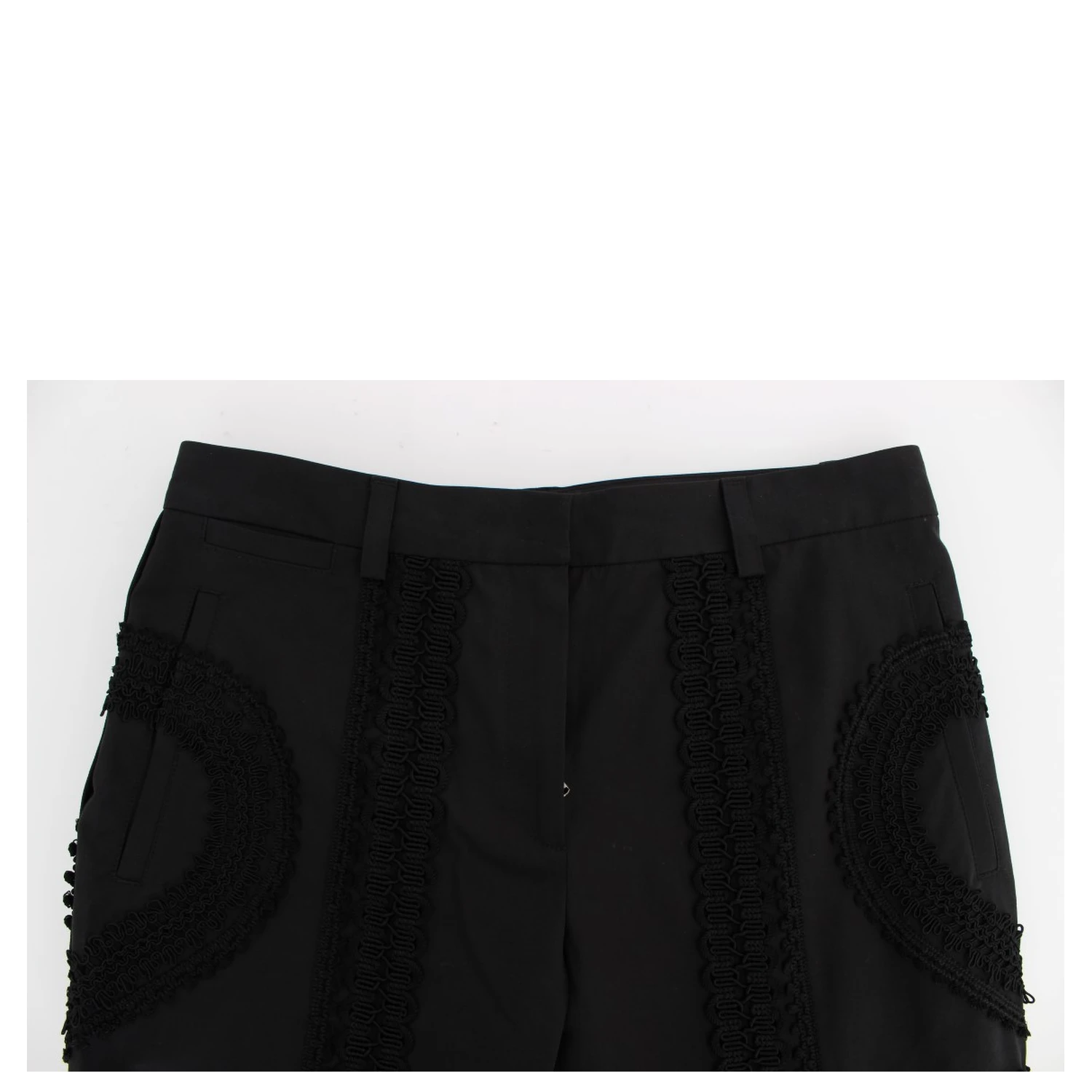Black Cotton Stretch Torero Capris Pants