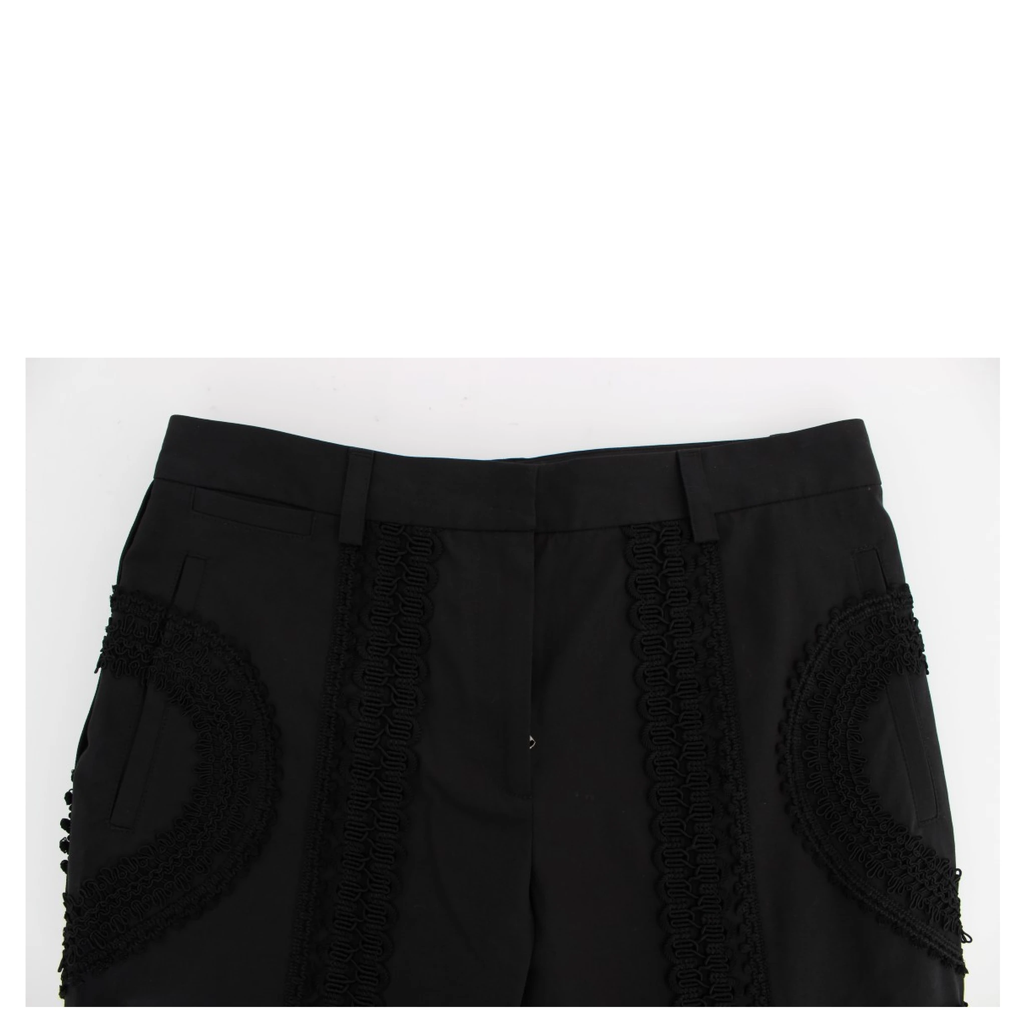 Black Cotton Stretch Torero Capris Pants