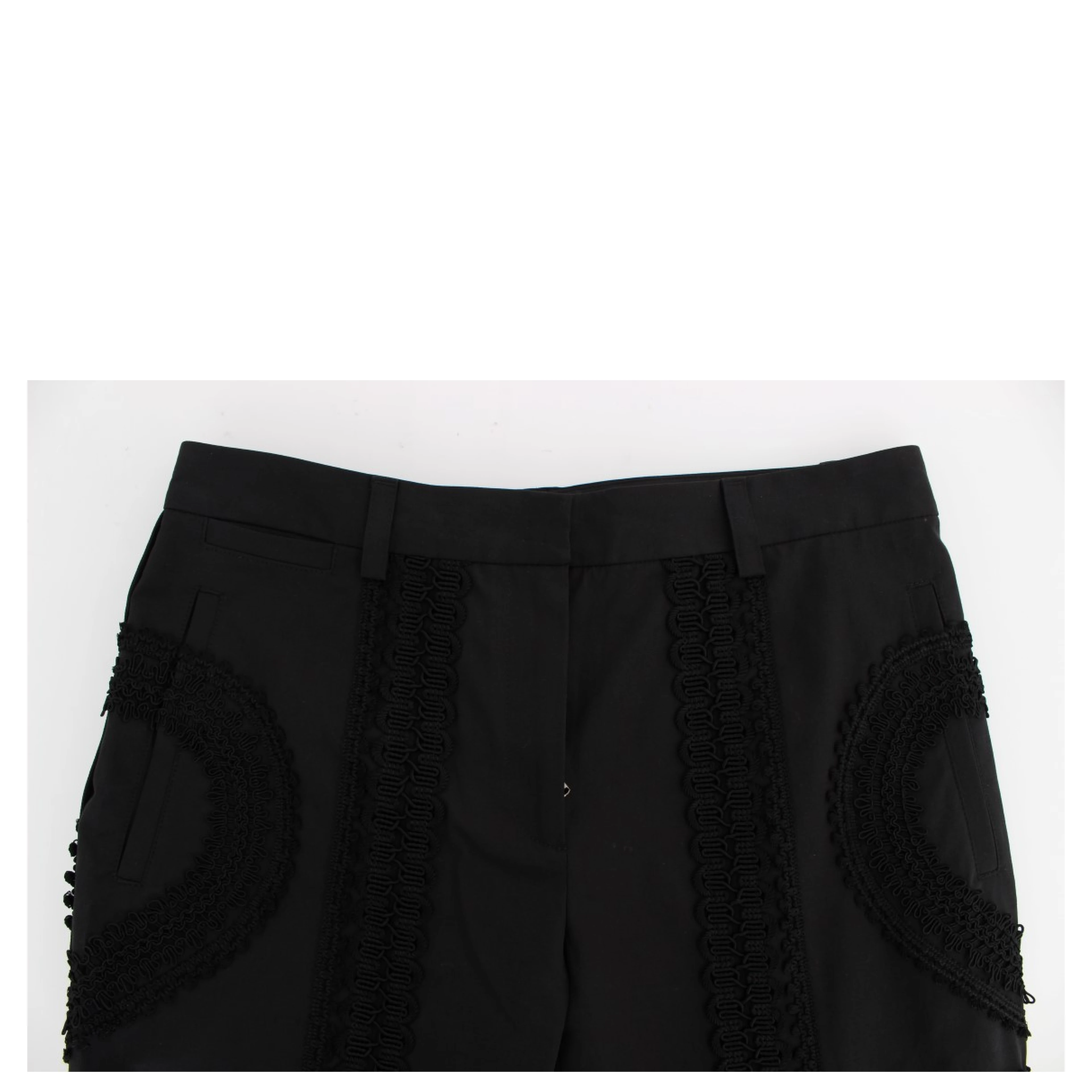 Black Cotton Stretch Torero Capris Pants